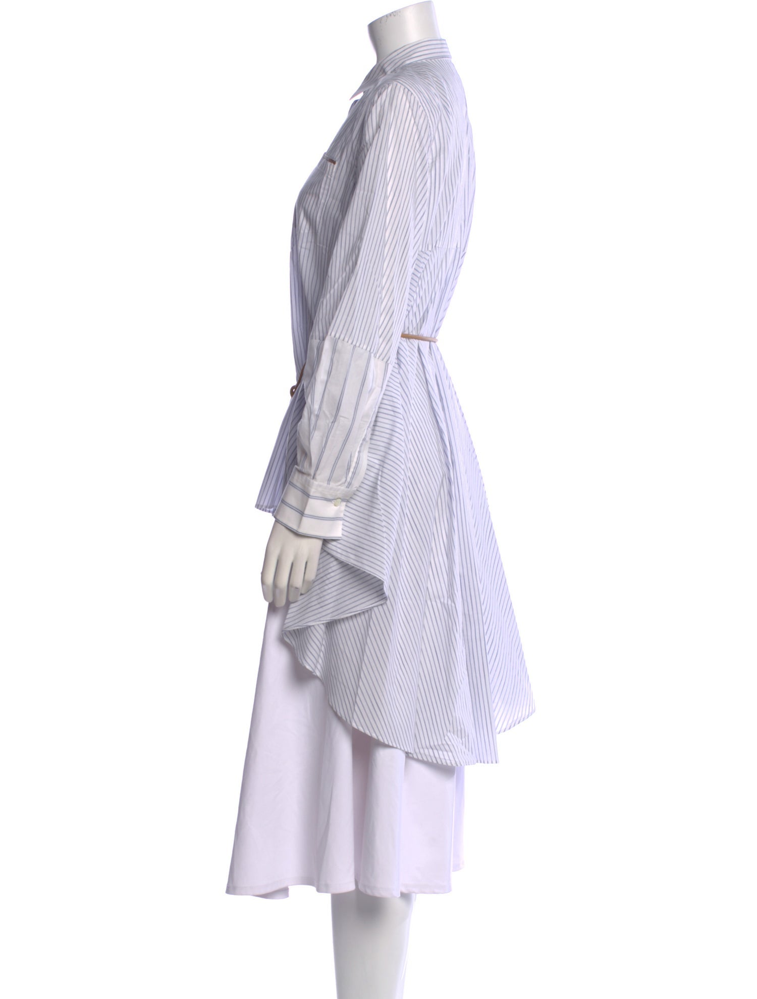 Brunello Cucinelli Striped Long Sleeve Button-Up Top