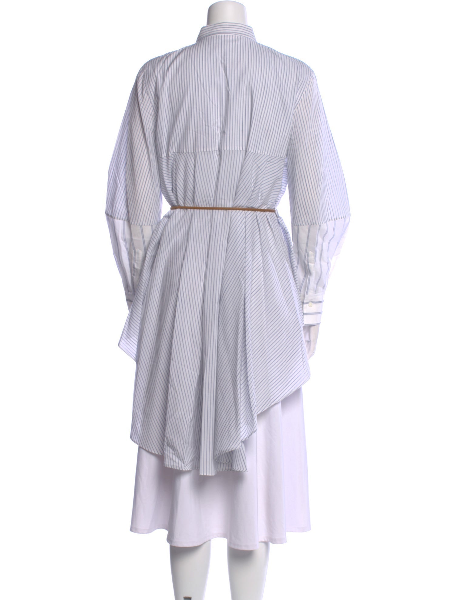 Brunello Cucinelli Striped Long Sleeve Button-Up Top