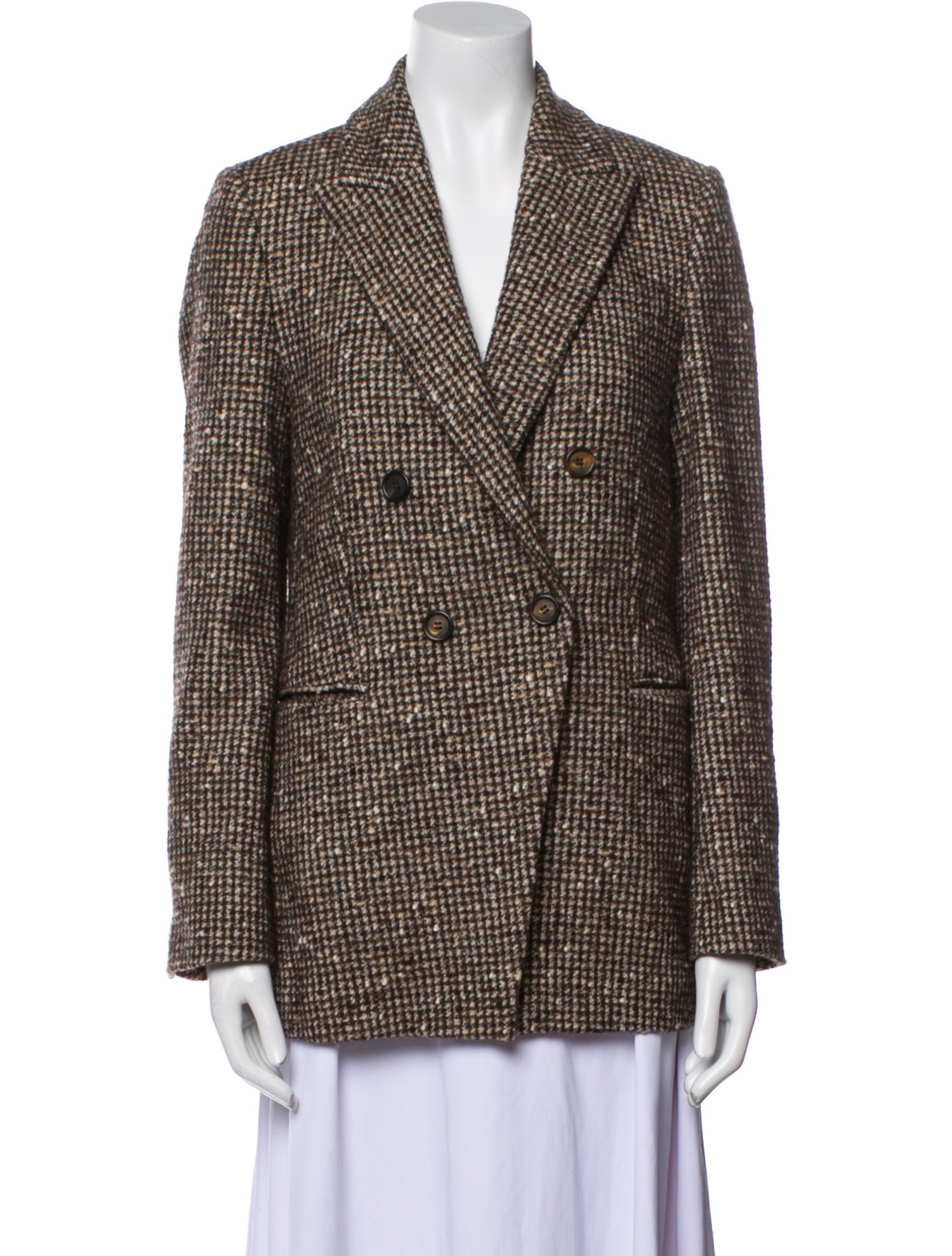 Brunello Cucinelli Virgin Wool Plaid Print Blazer