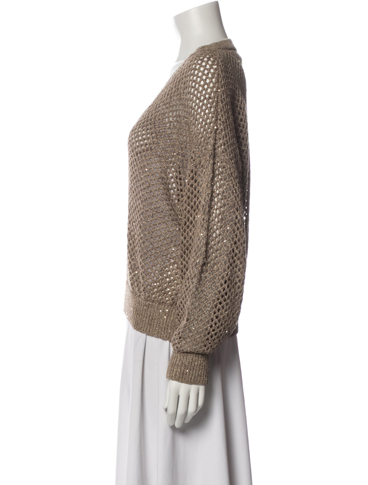 Brunello Cucinelli Linen V-Neck Sweatshirt