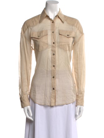 Brunello Cucinelli Long Sleeve Button-Up Top