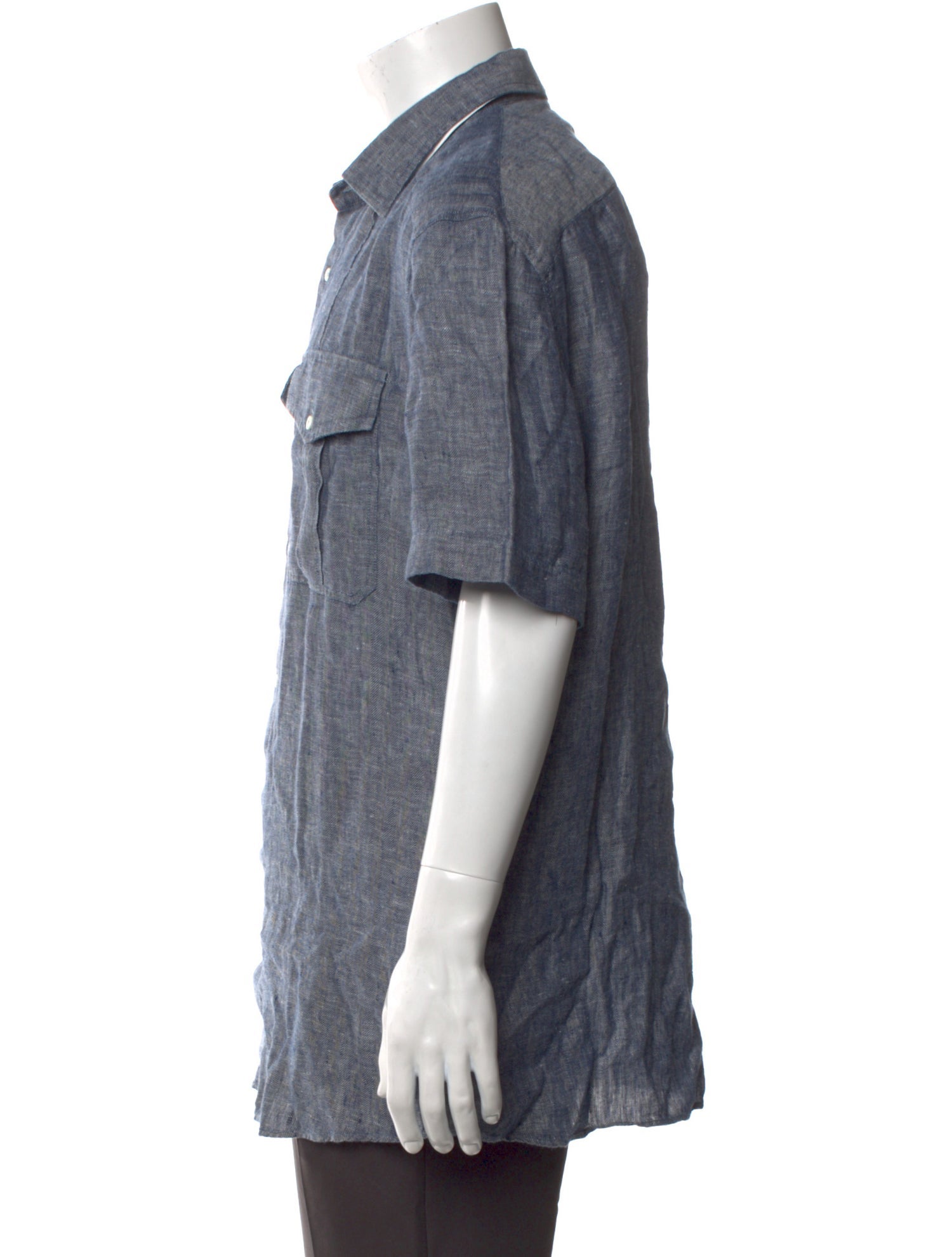 Brunello Cucinelli Linen Short Sleeve Denim Shirt w/ Tags