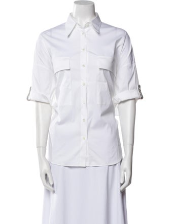 Brunello Cucinelli Three-Quarter Sleeve Button-Up Top