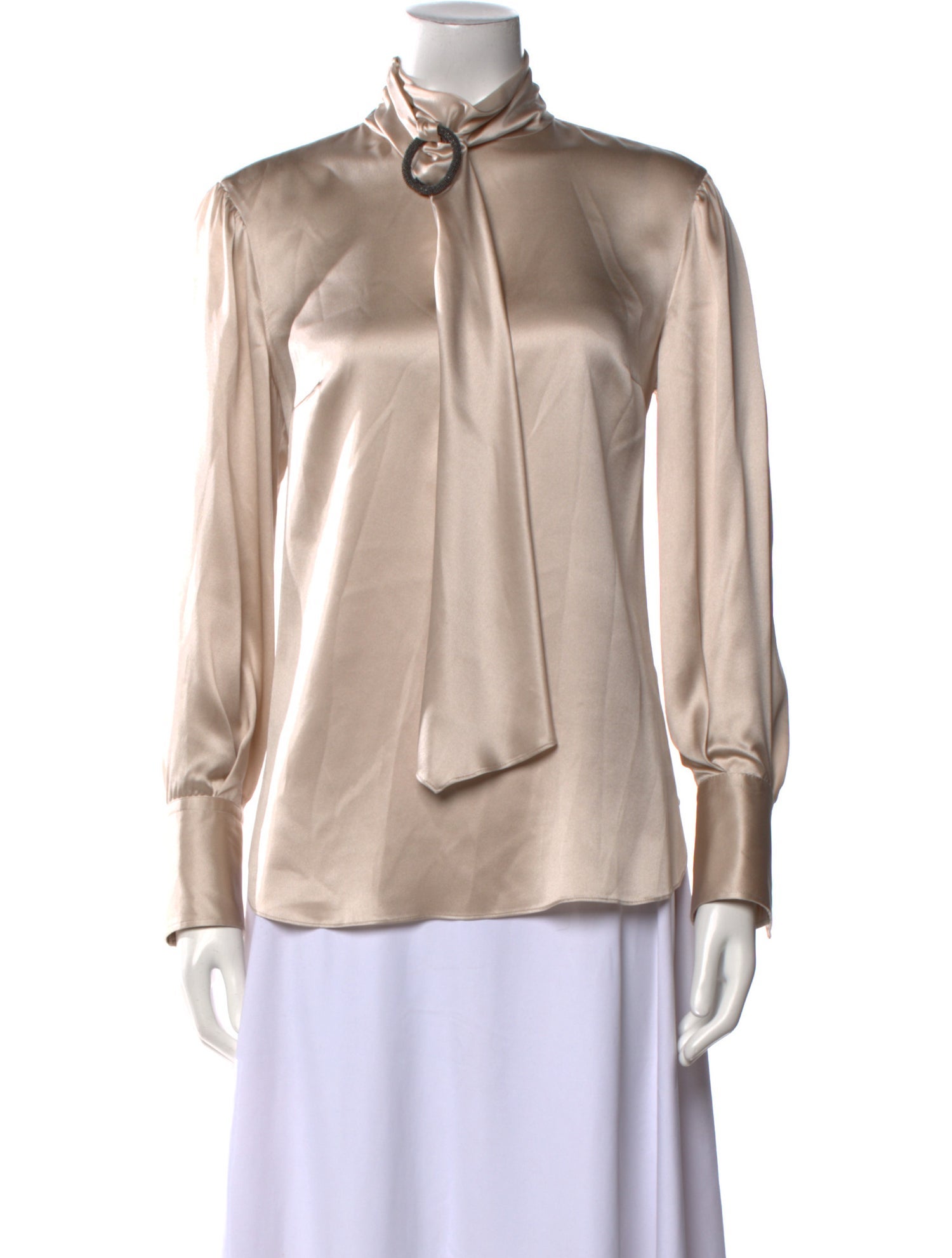 Brunello Cucinelli Silk Mock Neck Blouse