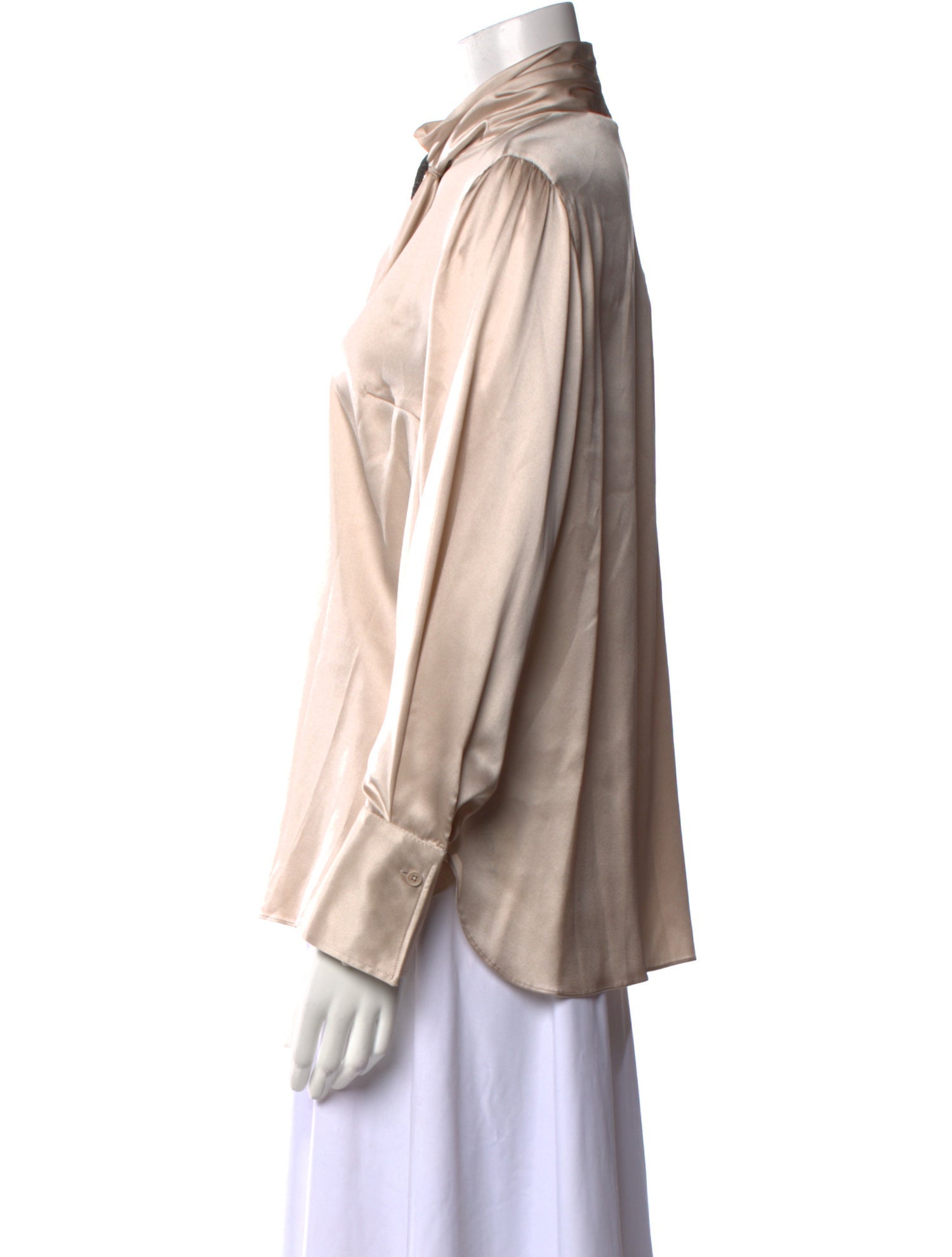 Brunello Cucinelli Silk Mock Neck Blouse