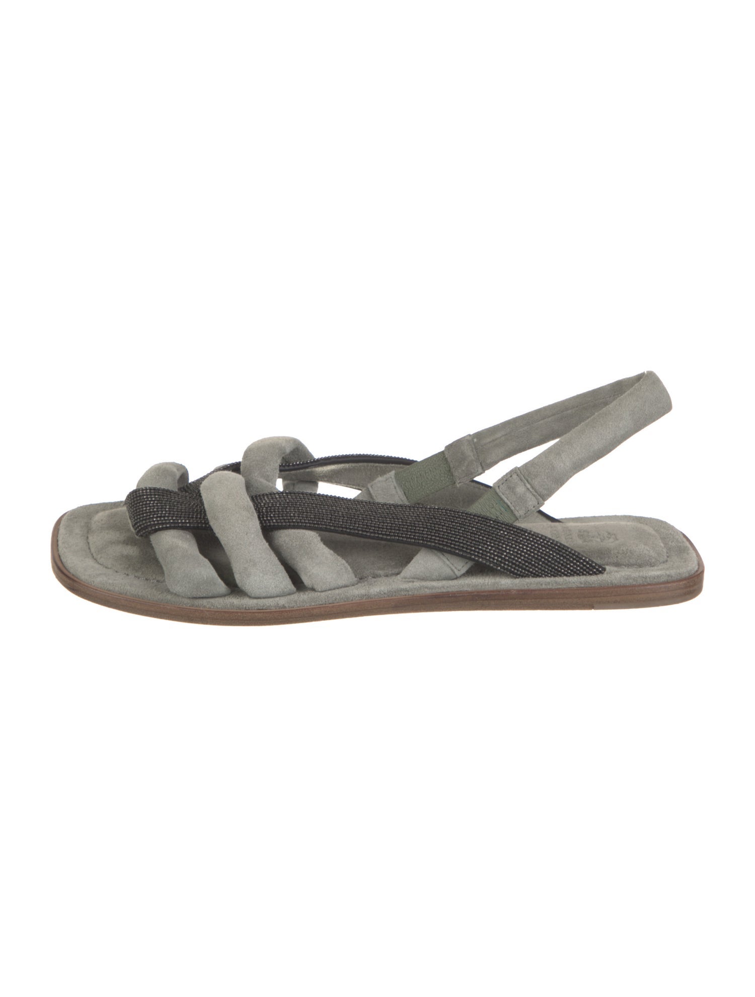Brunello Cucinelli Monili Suede Slingback Sandals