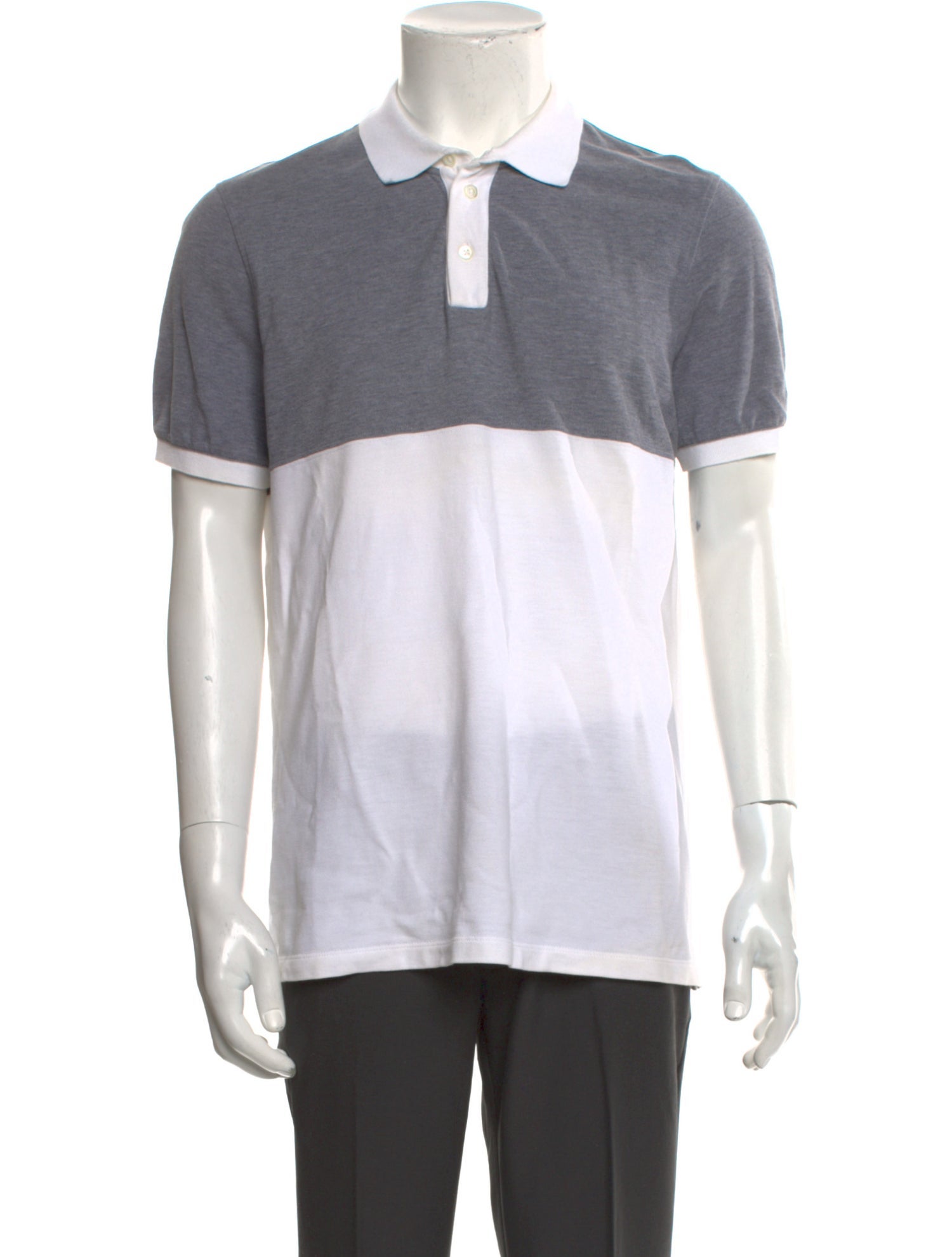 Brunello Cucinelli Colorblock Pattern Crew Neck Polo Shirt