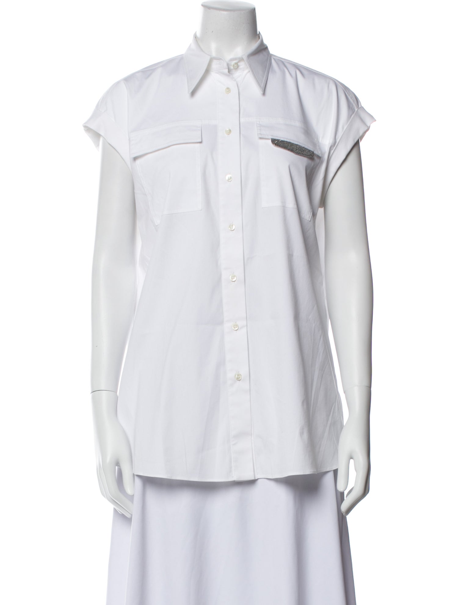 Brunello Cucinelli Short Sleeve Button-Up Top