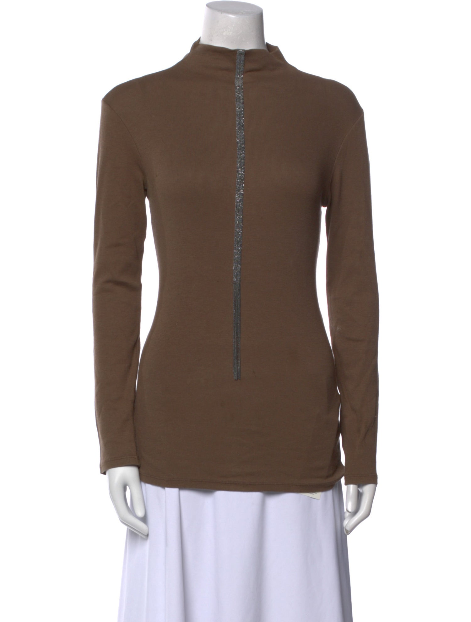 Brunello Cucinelli Mock Neck Long Sleeve Top