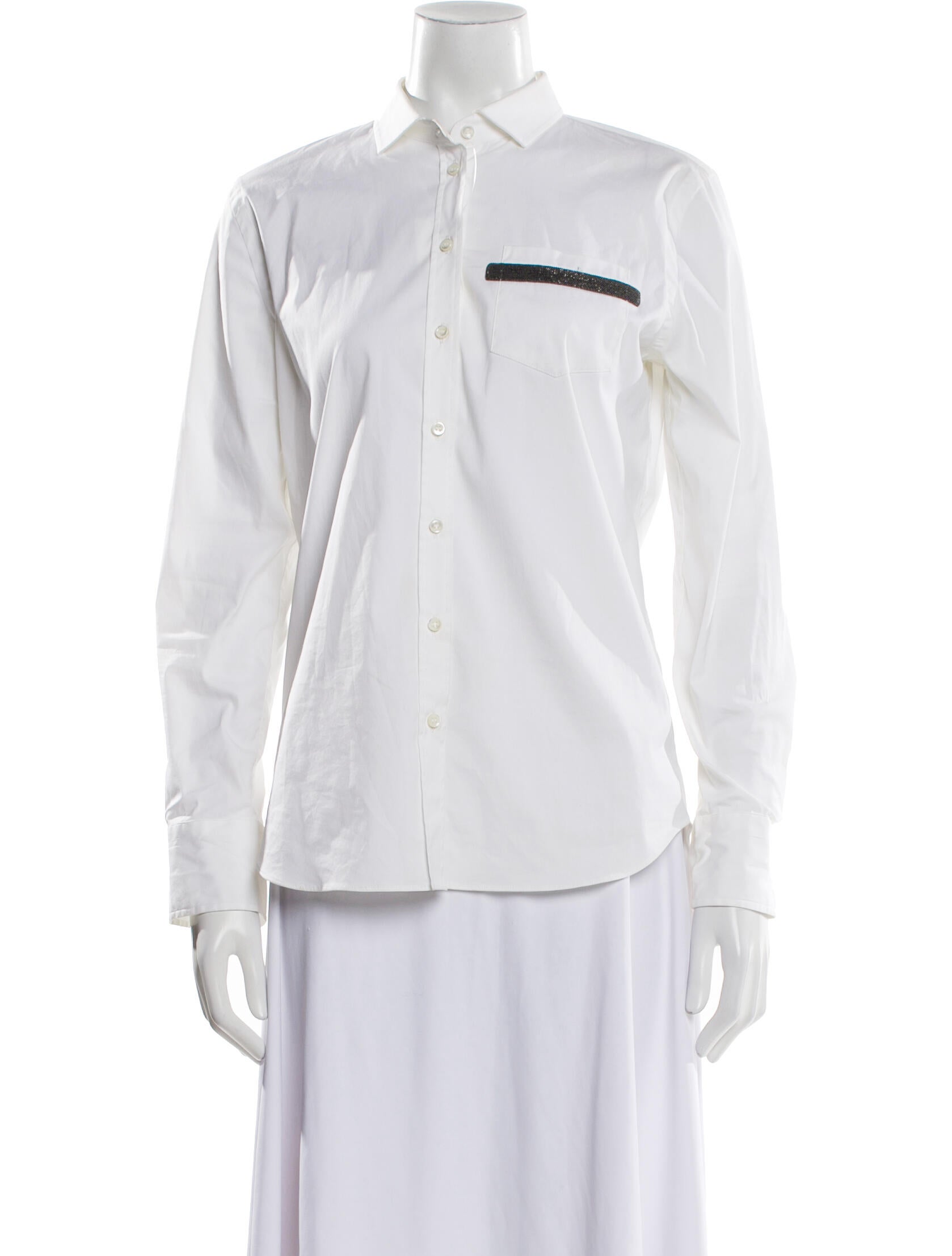 Brunello Cucinelli Long Sleeve Button-Up Top