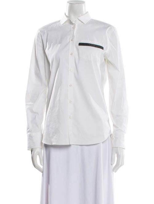 Brunello Cucinelli Long Sleeve Button-Up Top