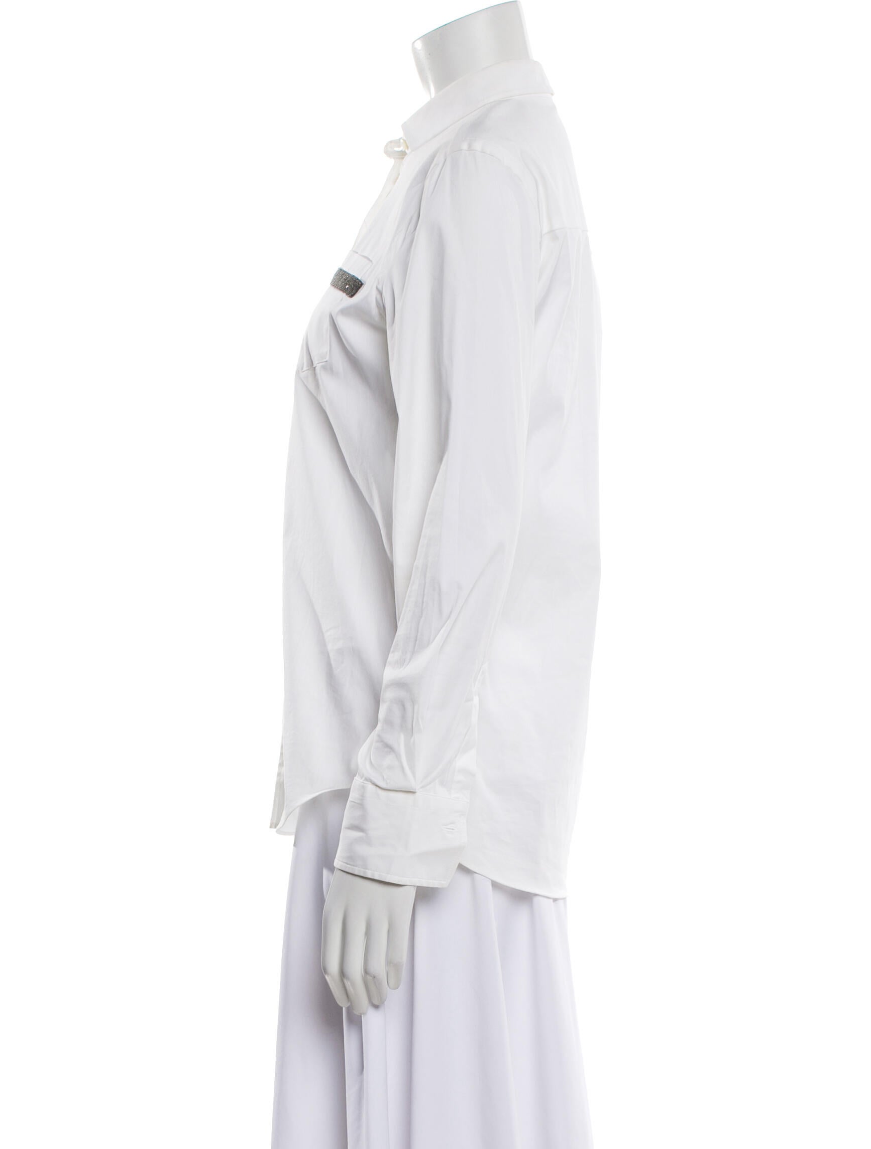 Brunello Cucinelli Long Sleeve Button-Up Top