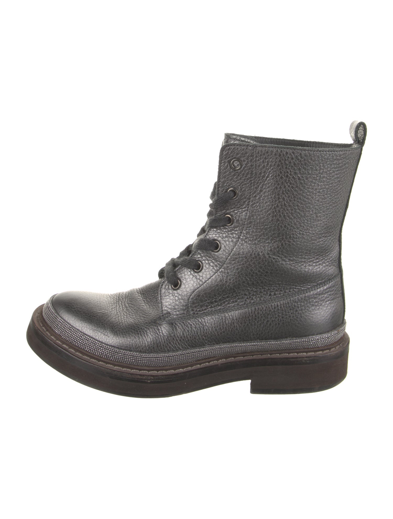 Brunello Cucinelli Monili Leather Combat Boots