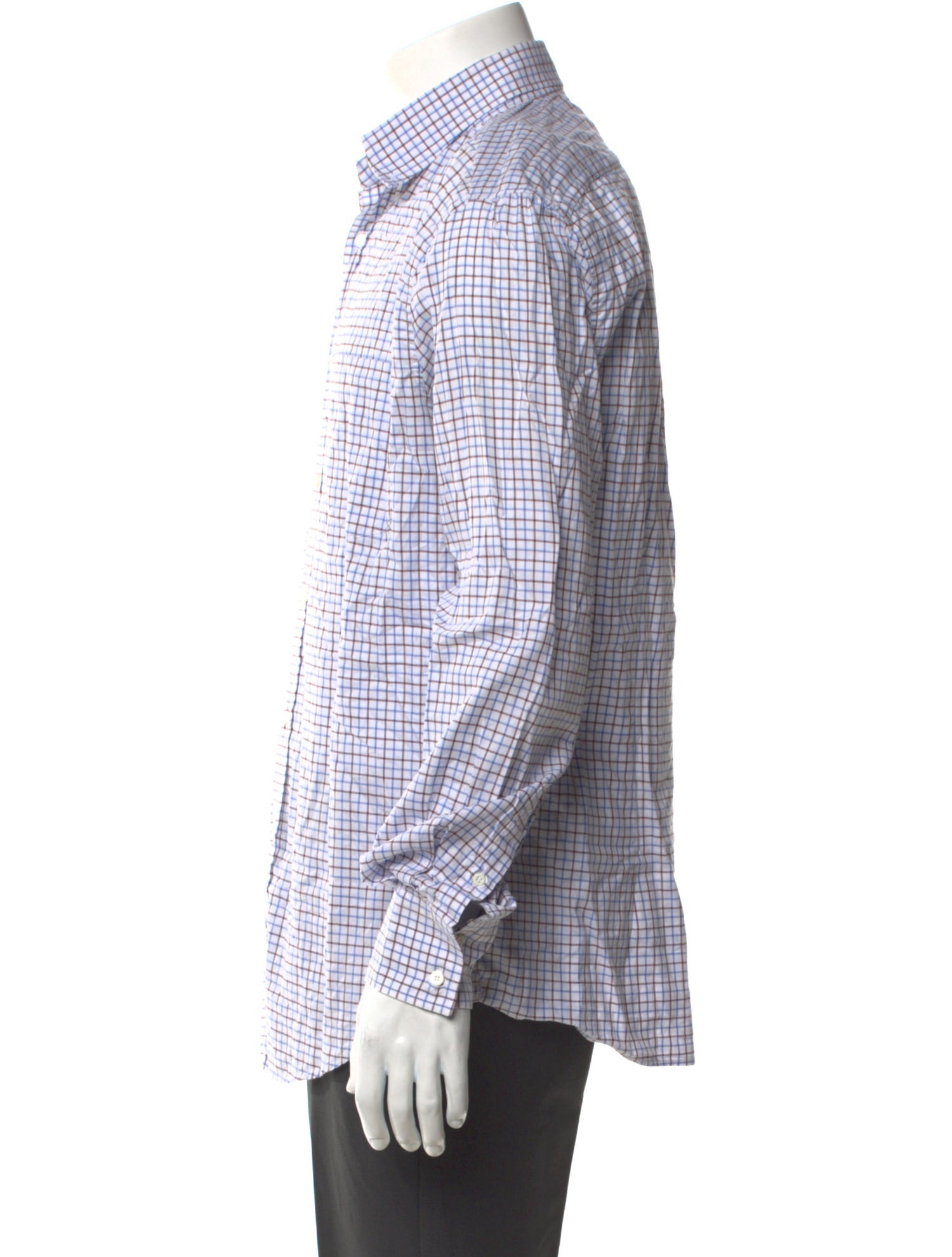 Brunello Cucinelli Plaid Print Long Sleeve Dress Shirt
