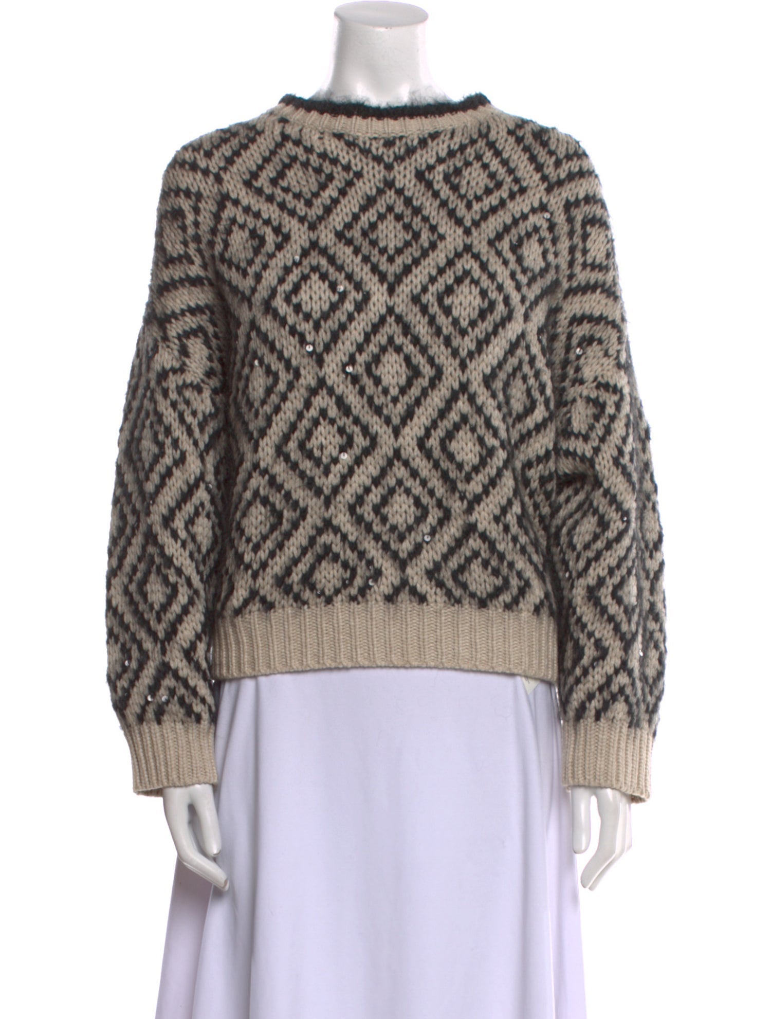 Brunello Cucinelli Virgin Wool Printed Sweater w/ Tags