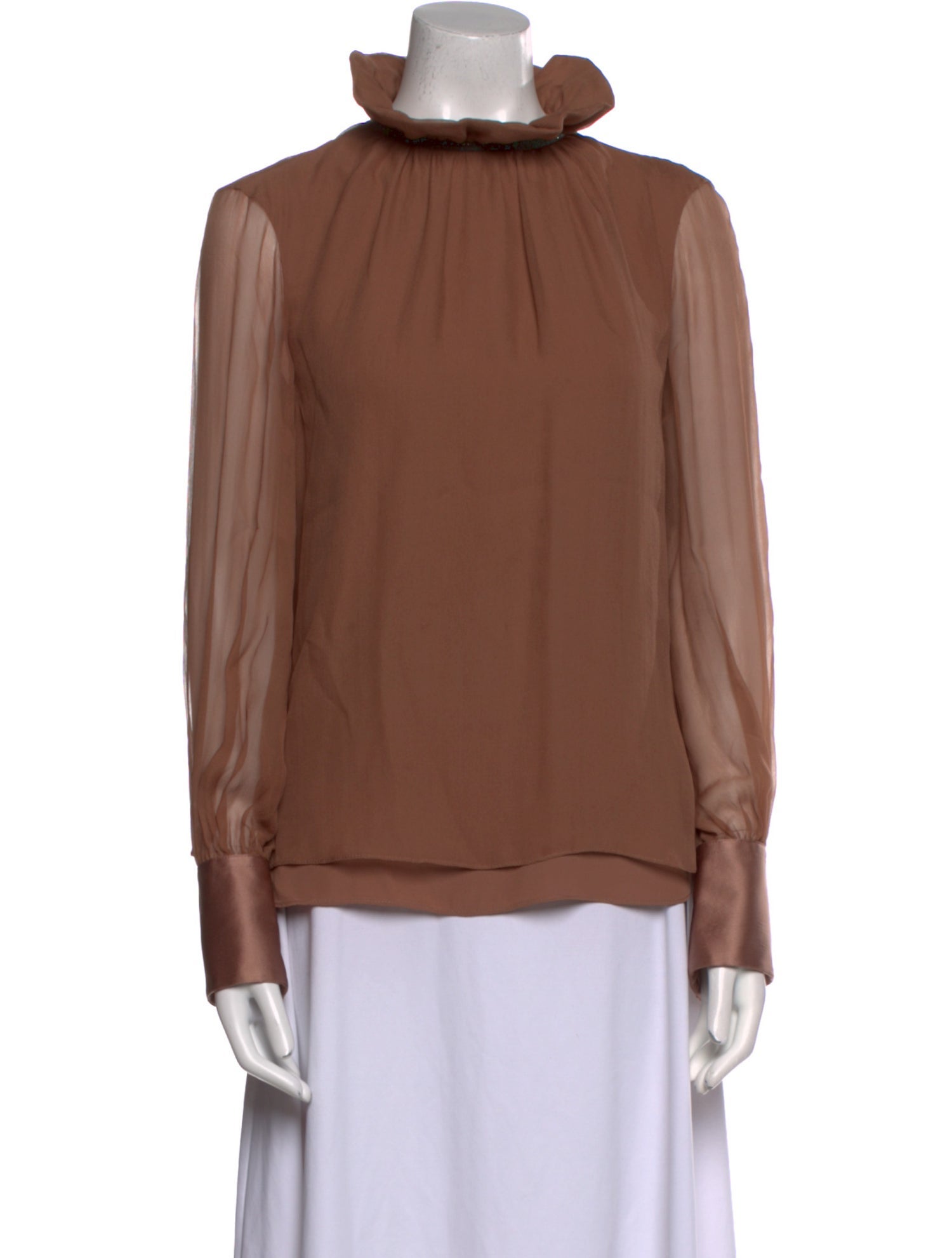 Brunello Cucinelli Silk Mock Neck Blouse
