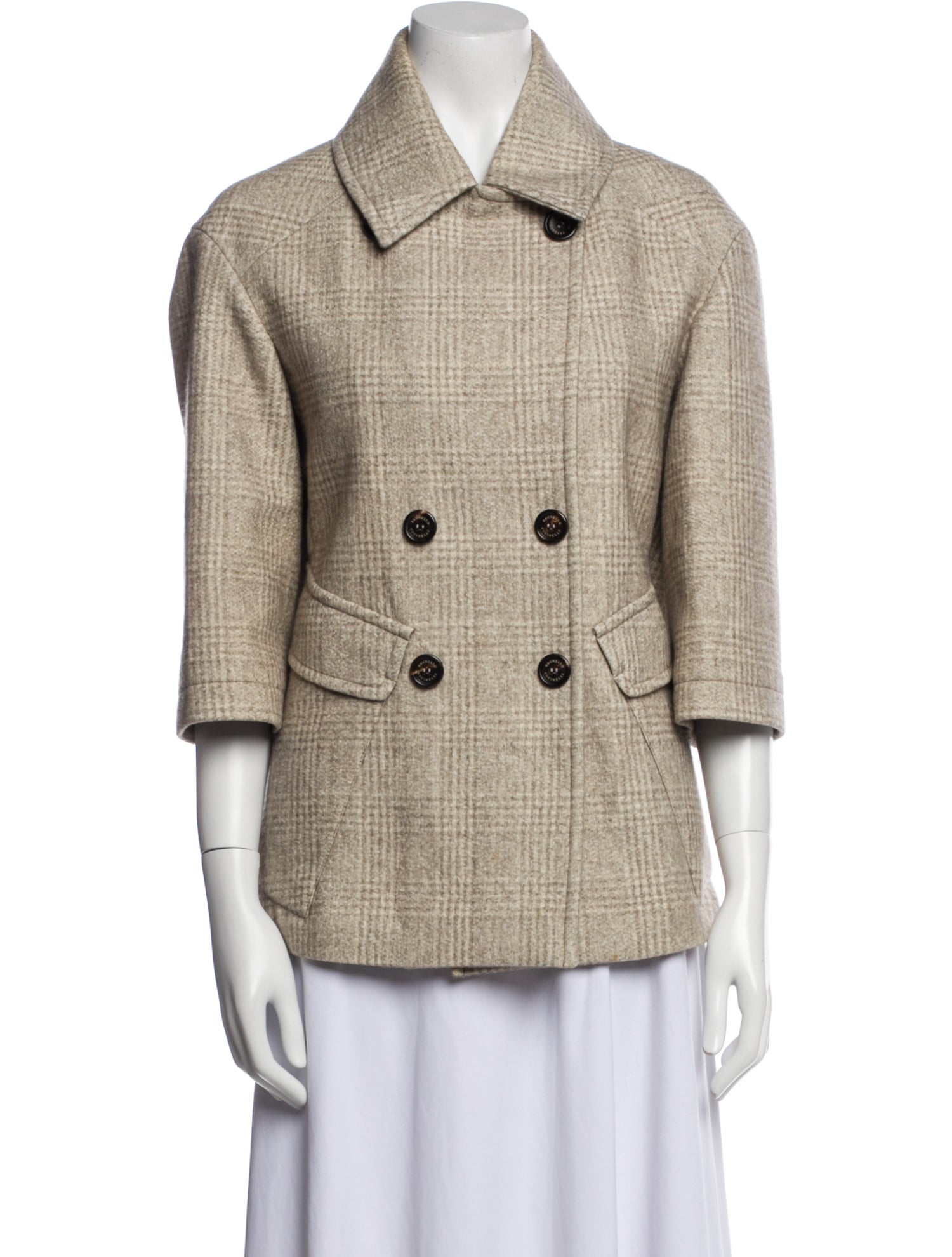 Brunello Cucinelli Virgin Wool Plaid Print Jacket