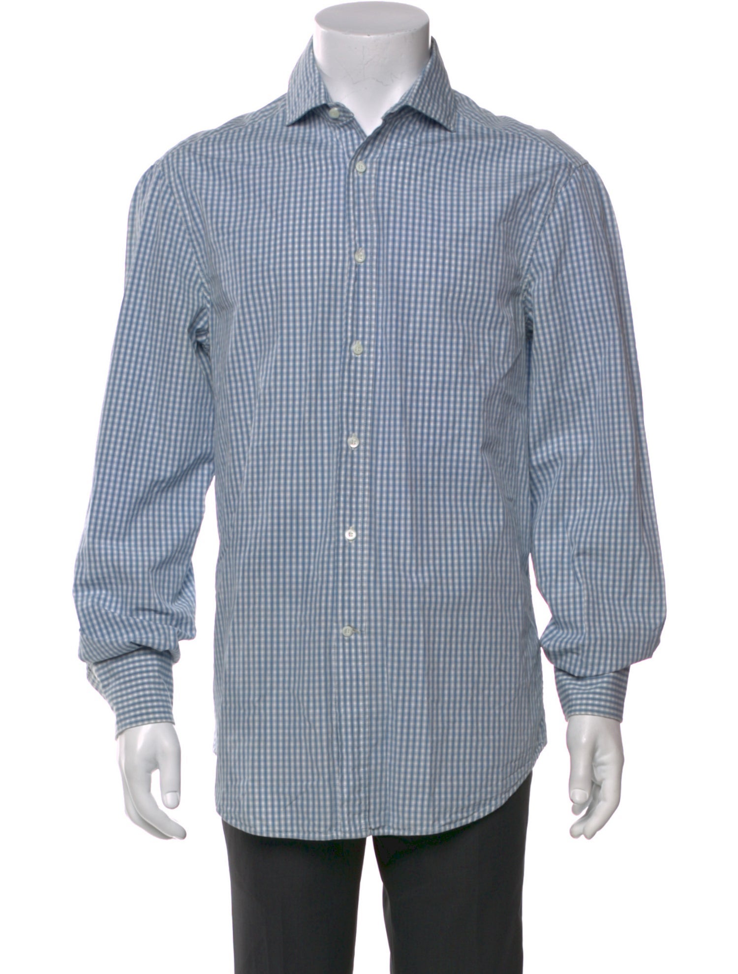 Brunello Cucinelli Plaid Print Long Sleeve Dress Shirt