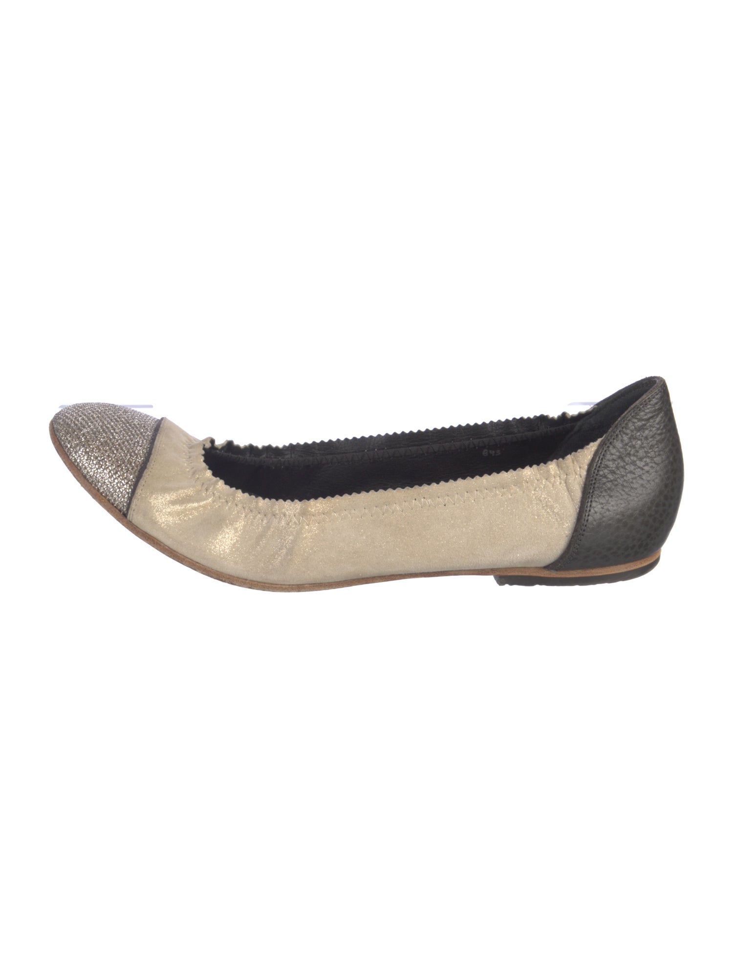 Brunello Cucinelli Leather Colorblock Pattern Ballet Flats