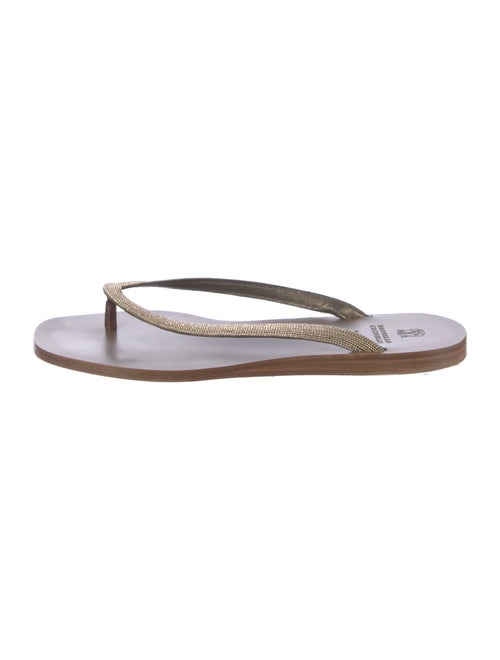 Brunello Cucinelli Monili Leather Flip Flops