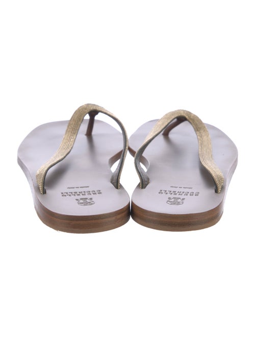 Brunello Cucinelli Monili Leather Flip Flops