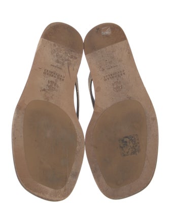 Brunello Cucinelli Monili Leather Flip Flops