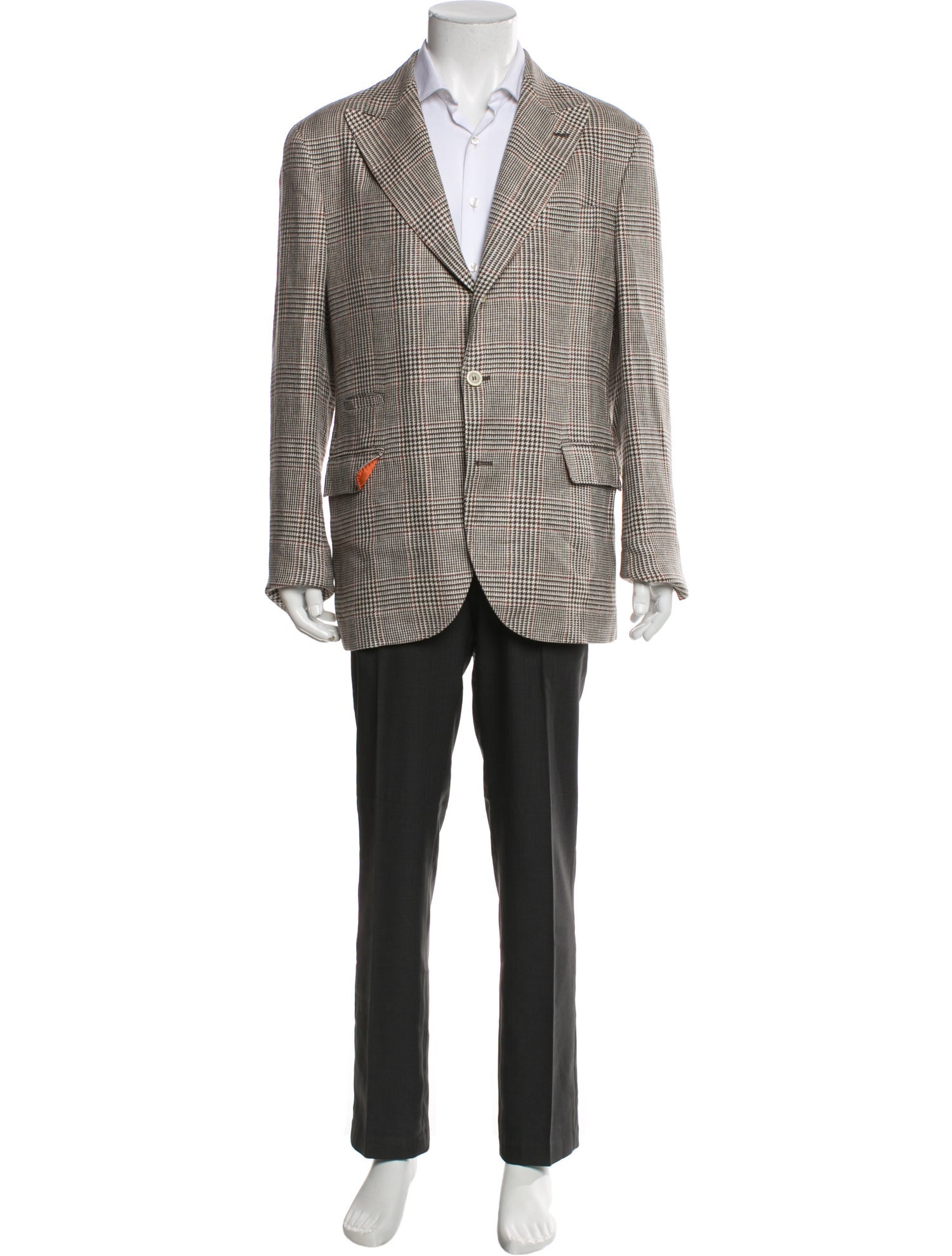 Brunello Cucinelli Linen Houndstooth Print Blazer