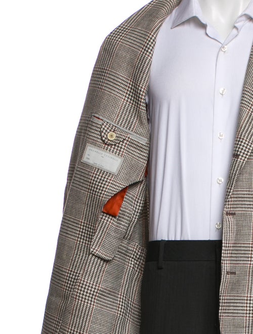 Brunello Cucinelli Linen Houndstooth Print Blazer