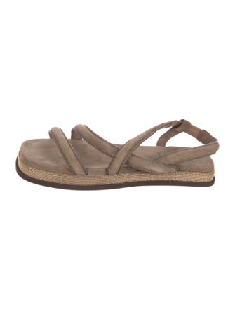 Brunello Cucinelli Suede Beaded Accents Slingback Sandals