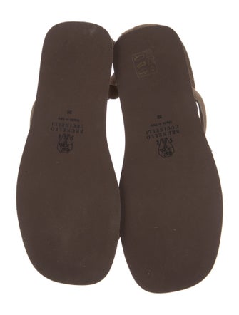 Brunello Cucinelli Suede Beaded Accents Slingback Sandals