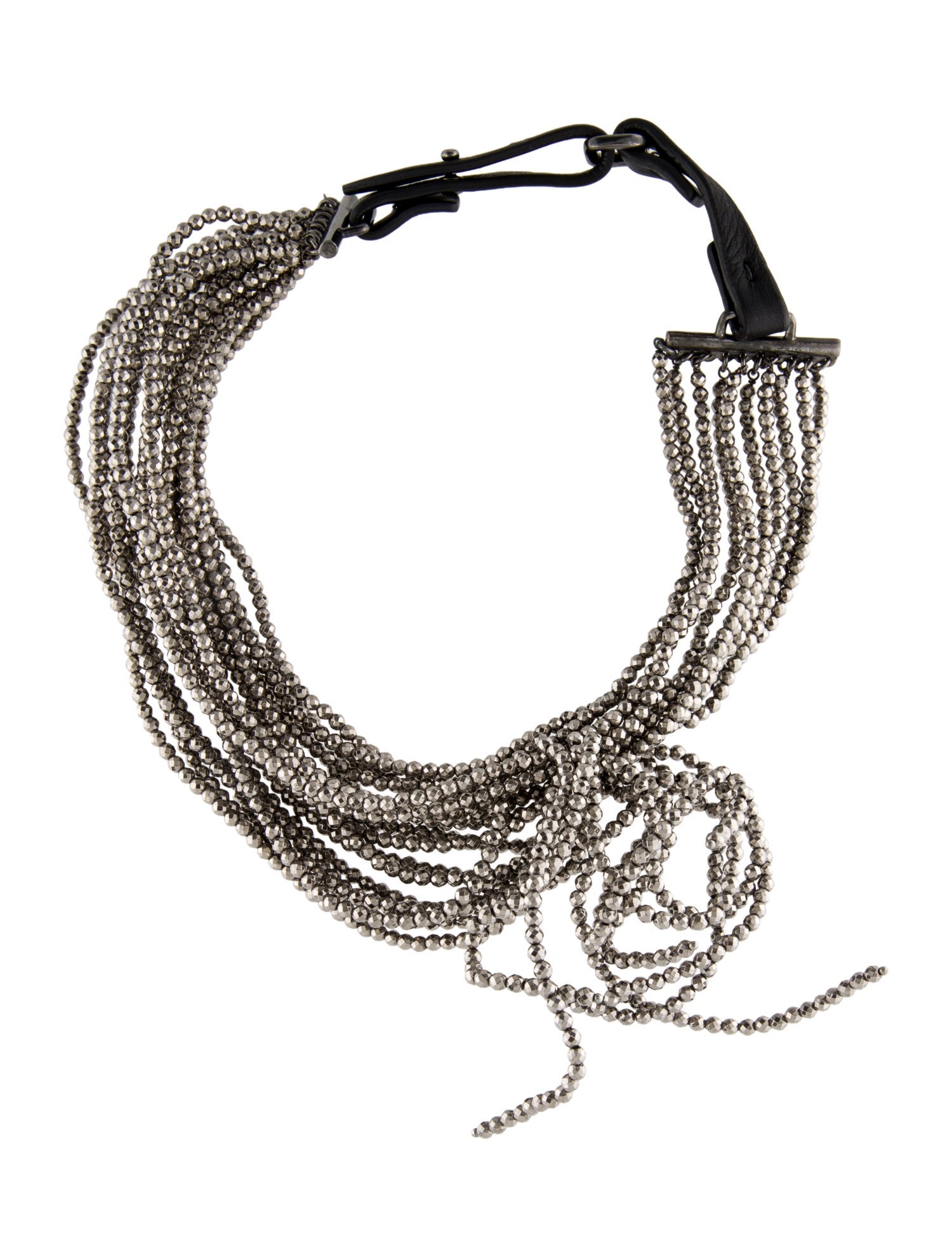Brunello Cucinelli Leather Monili Beaded Choker Necklace