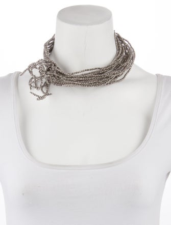 Brunello Cucinelli Leather Monili Beaded Choker Necklace