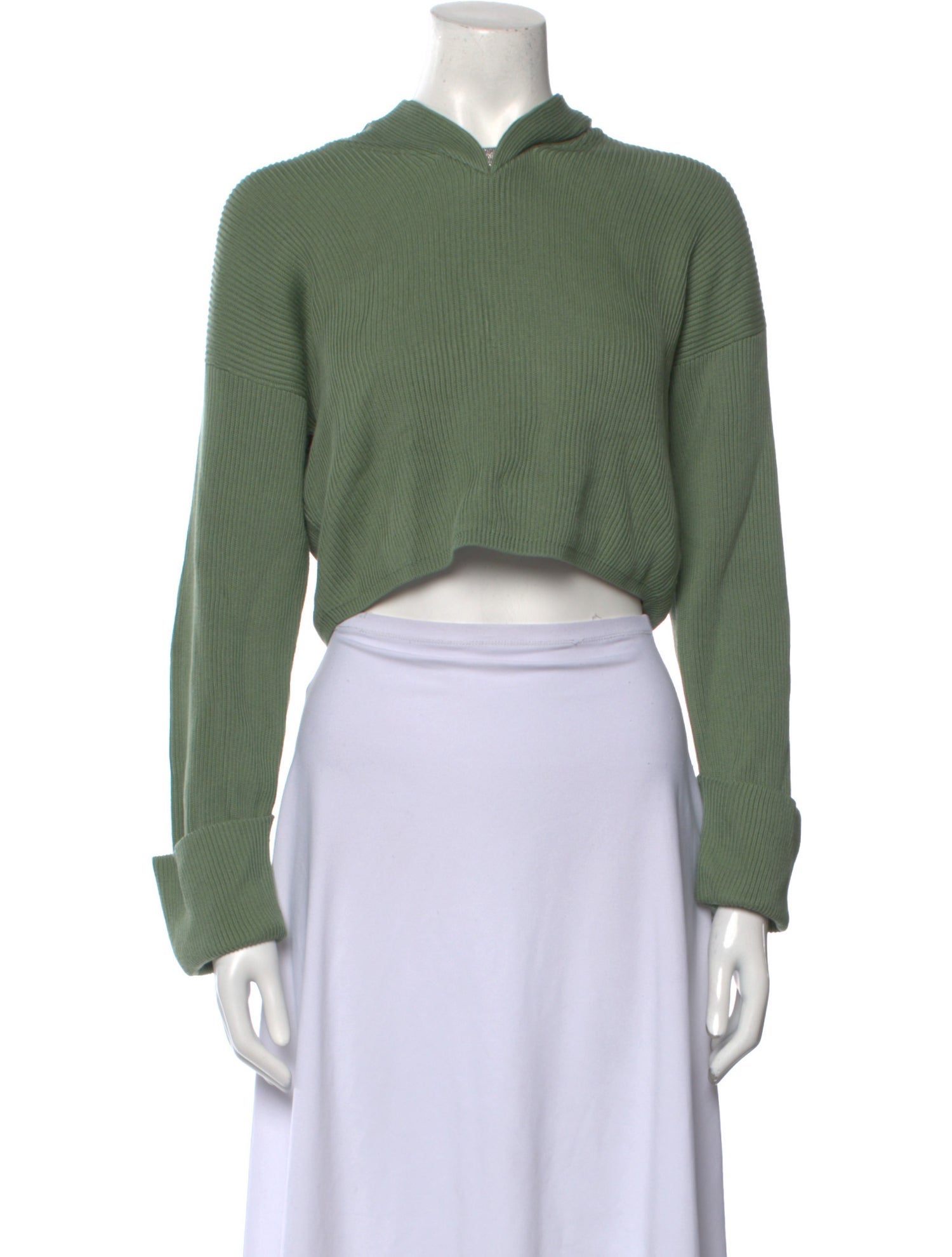 Brunello Cucinelli Crew Neck Long Sleeve Crop Top