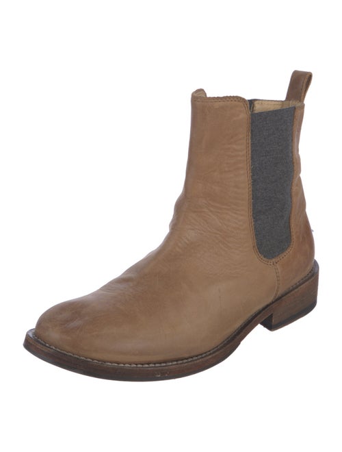 Brunello Cucinelli Leather Colorblock Pattern Chelsea Boots