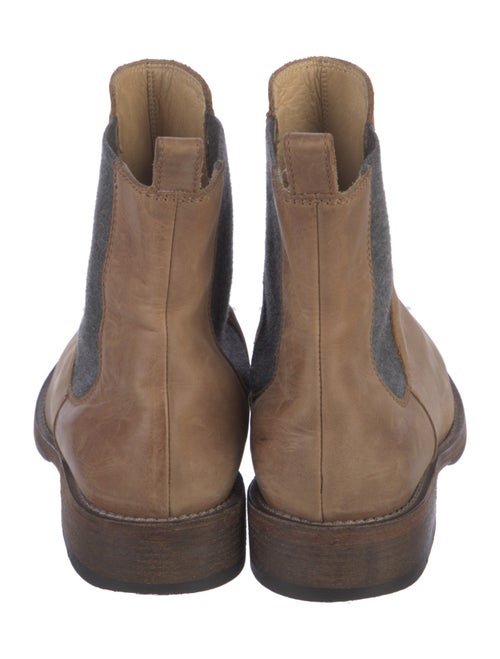 Brunello Cucinelli Leather Colorblock Pattern Chelsea Boots