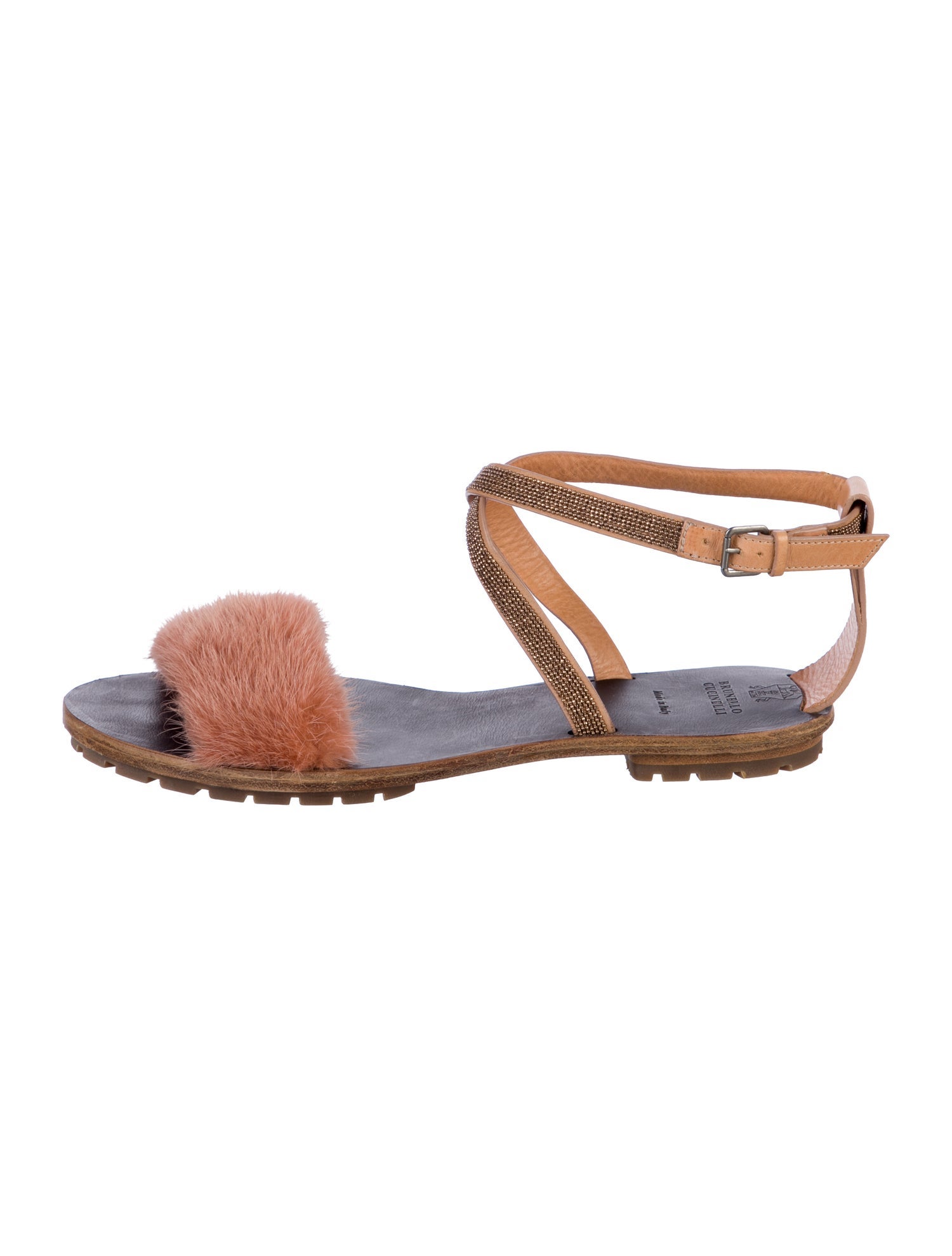 Brunello Cucinelli Monili Leather Sandals