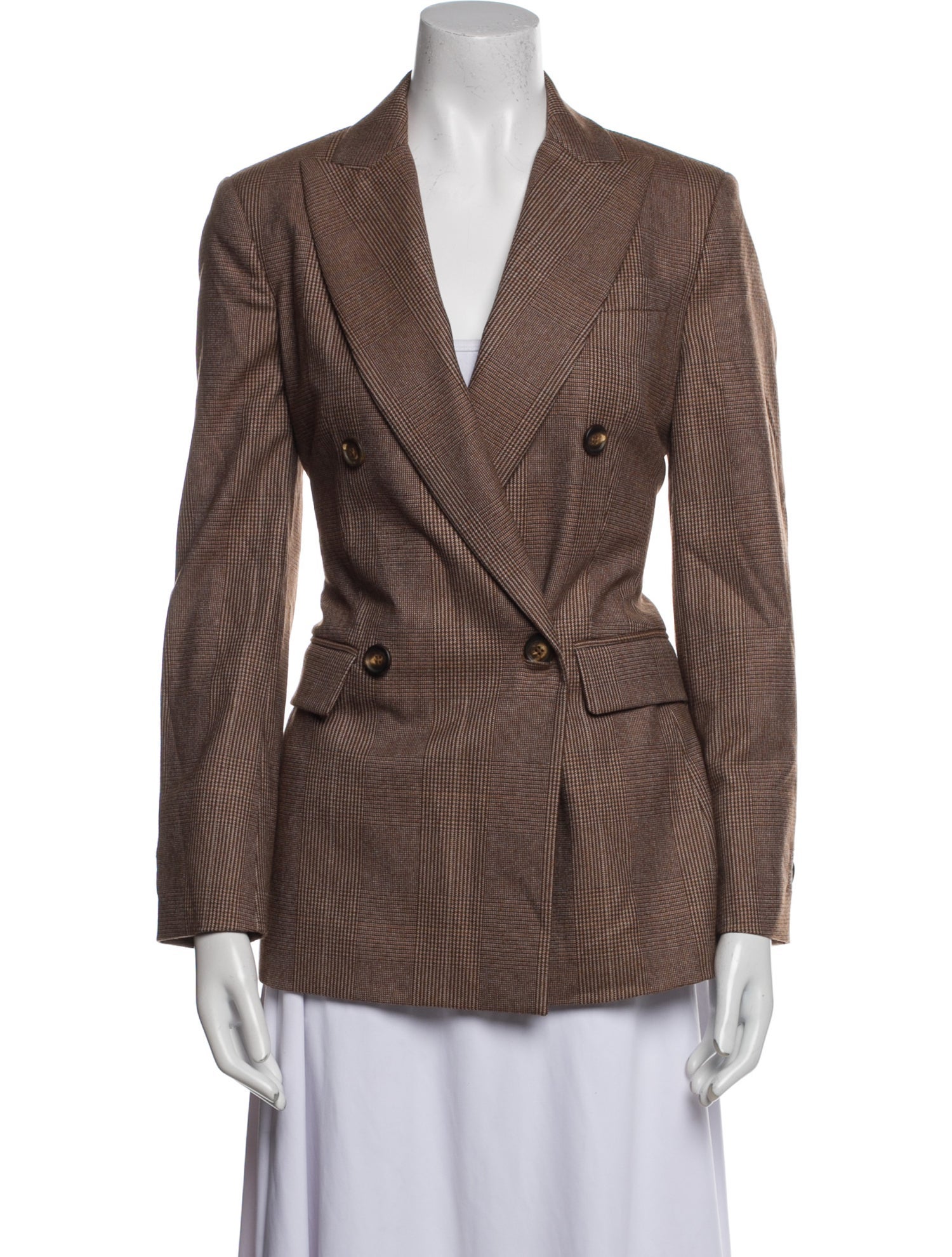 Brunello Cucinelli Virgin Wool Plaid Print Blazer