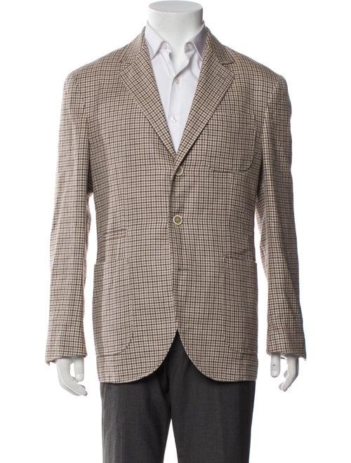Brunello Cucinelli Linen Houndstooth Print Blazer