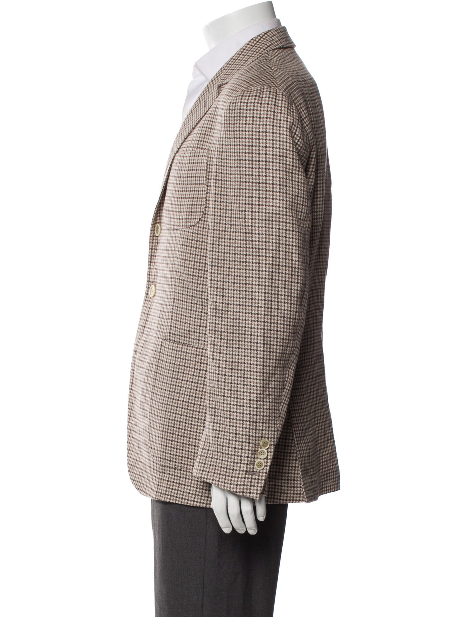 Brunello Cucinelli Linen Houndstooth Print Blazer