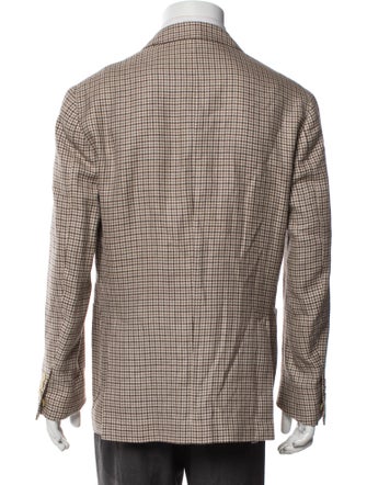Brunello Cucinelli Linen Houndstooth Print Blazer
