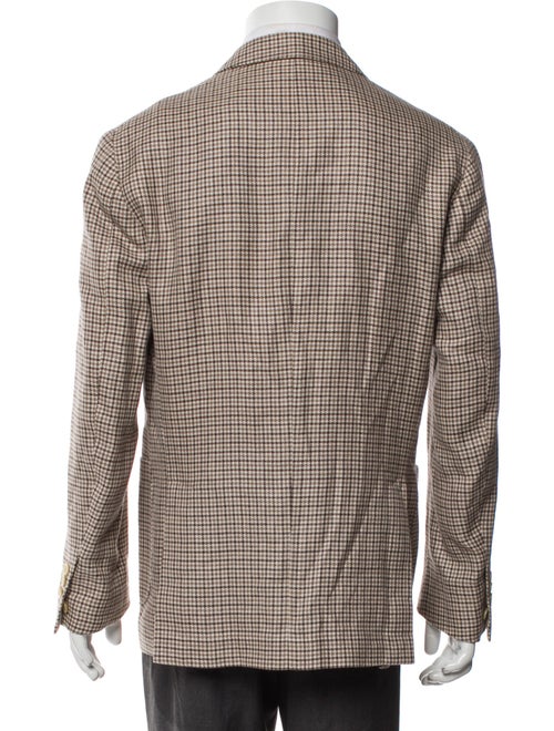 Brunello Cucinelli Linen Houndstooth Print Blazer