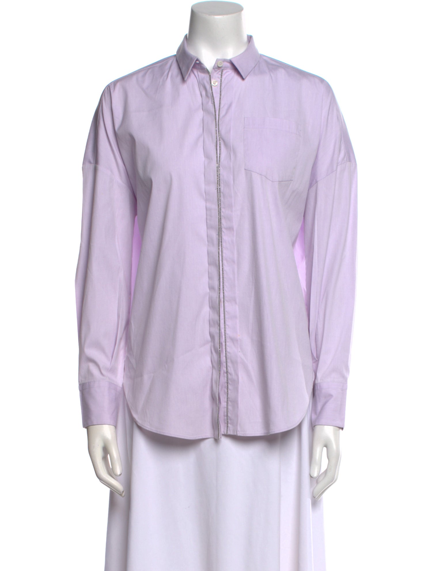 Brunello Cucinelli Long Sleeve Button-Up Top