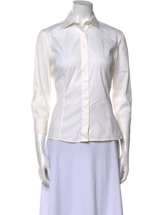 Brunello Cucinelli Three-Quarter Sleeve Button-Up Top