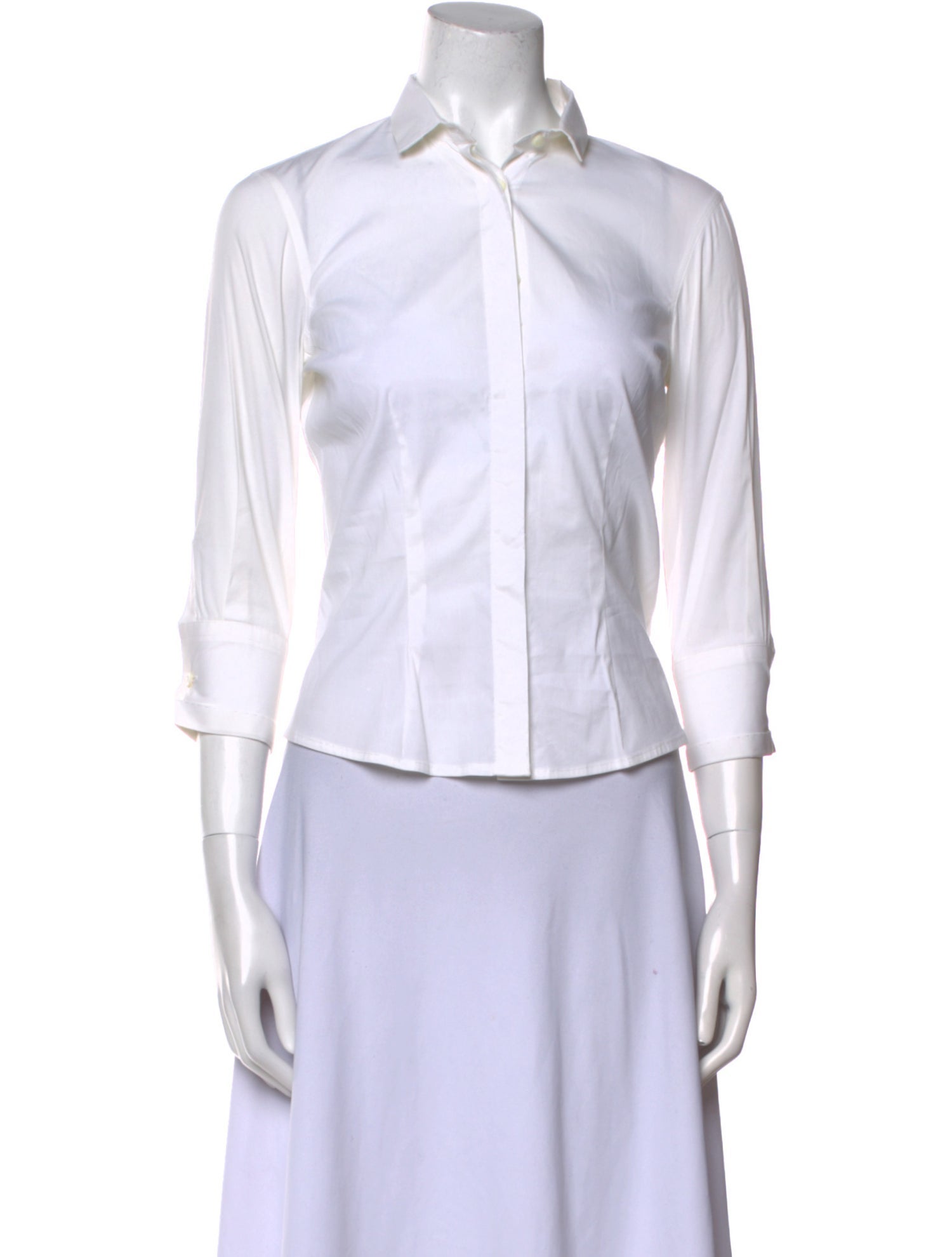 Brunello Cucinelli Three-Quarter Sleeve Button-Up Top