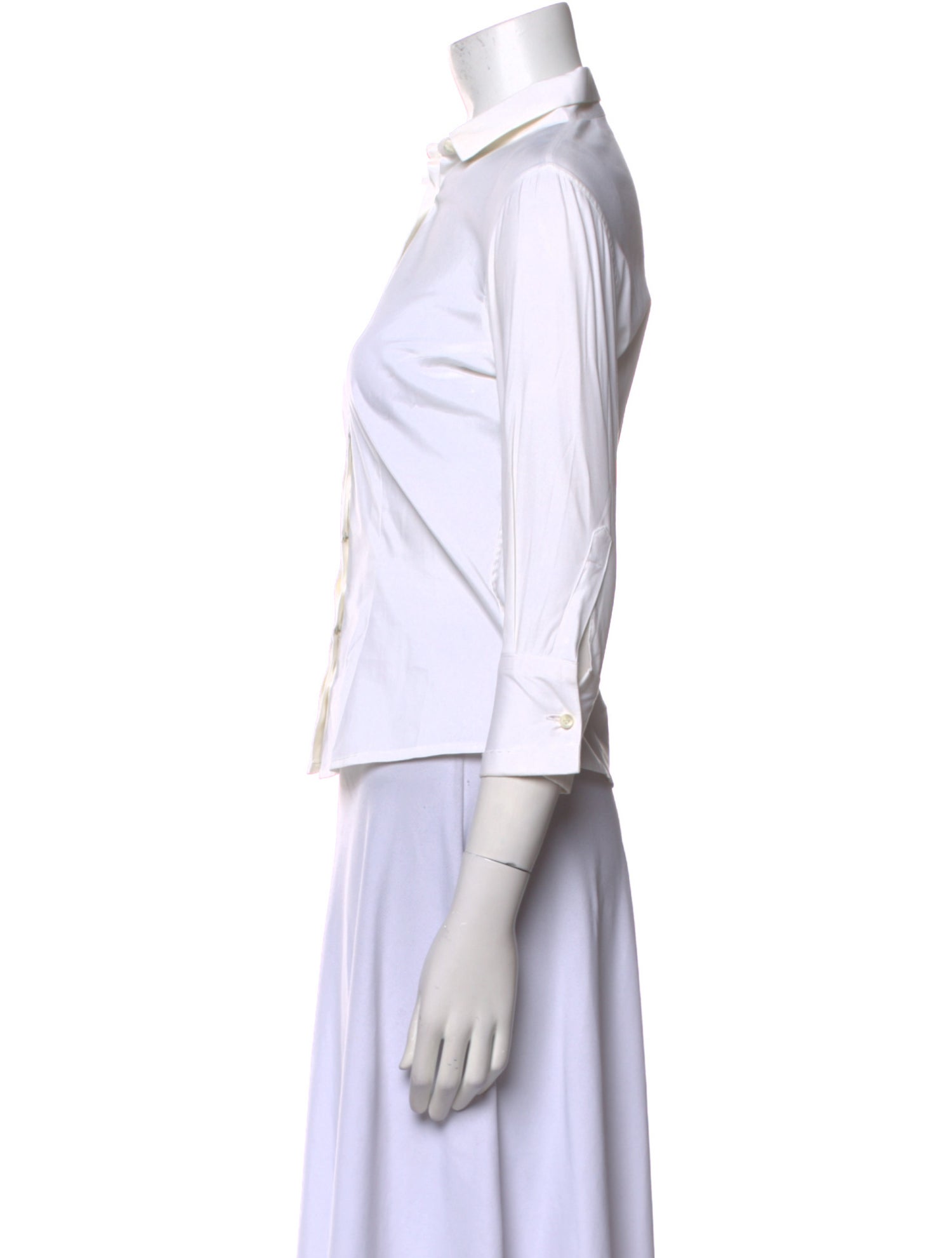 Brunello Cucinelli Three-Quarter Sleeve Button-Up Top