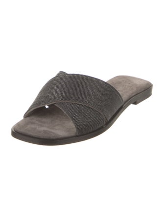 Brunello Cucinelli Monili Suede Slides