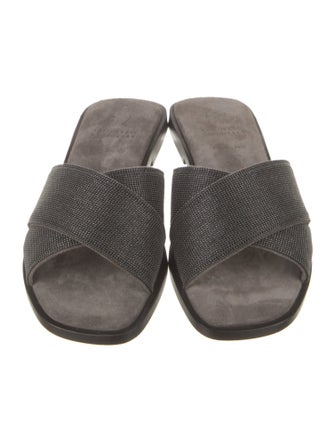 Brunello Cucinelli Monili Suede Slides