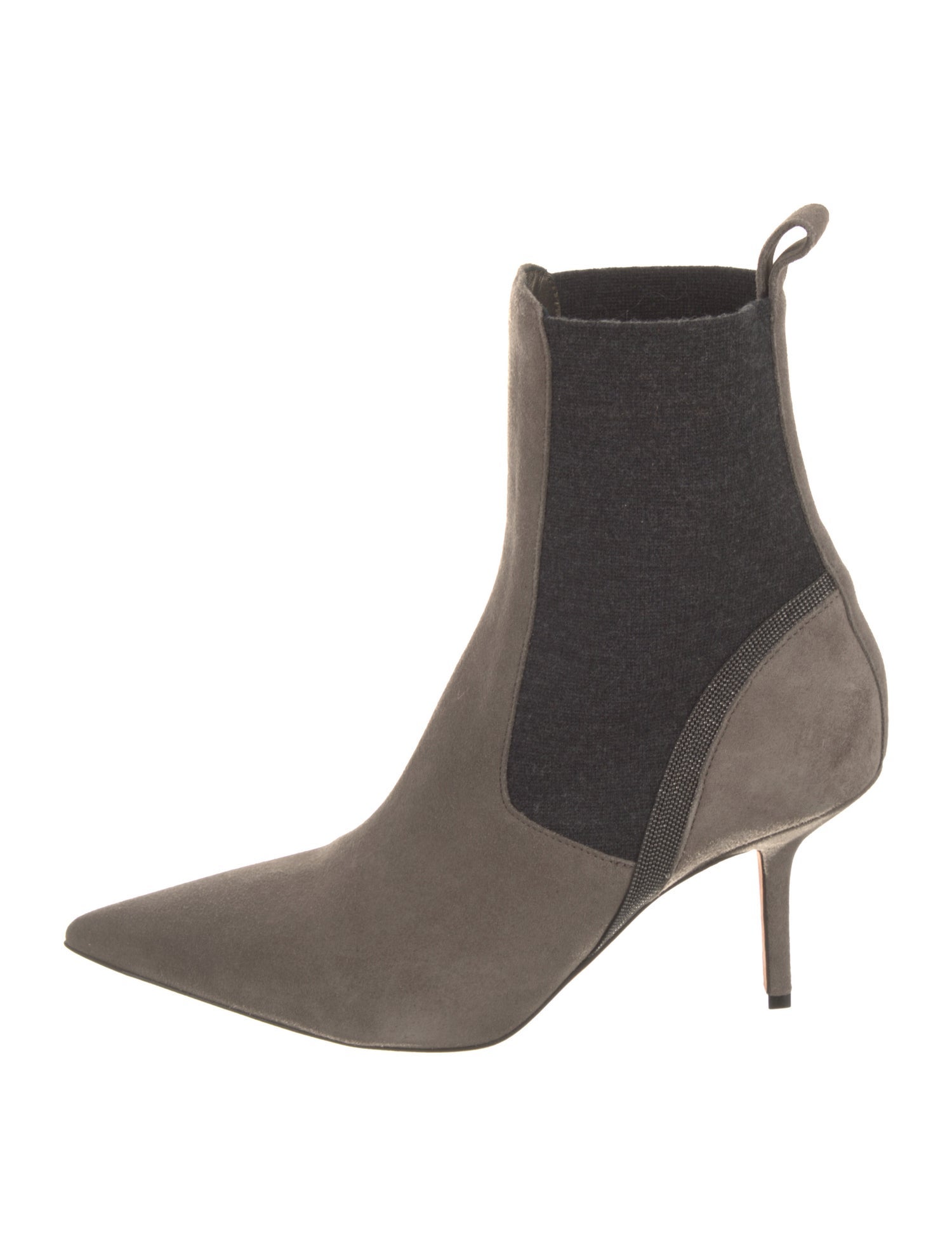 Brunello Cucinelli Suede Colorblock Pattern Sock Boots