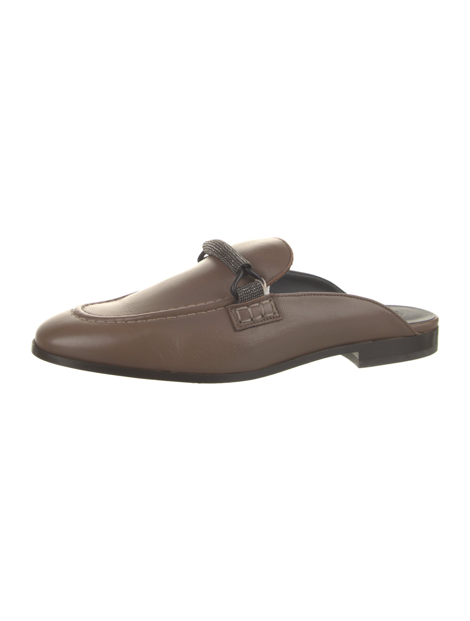 Brunello Cucinelli Leather Studded Accents Mules