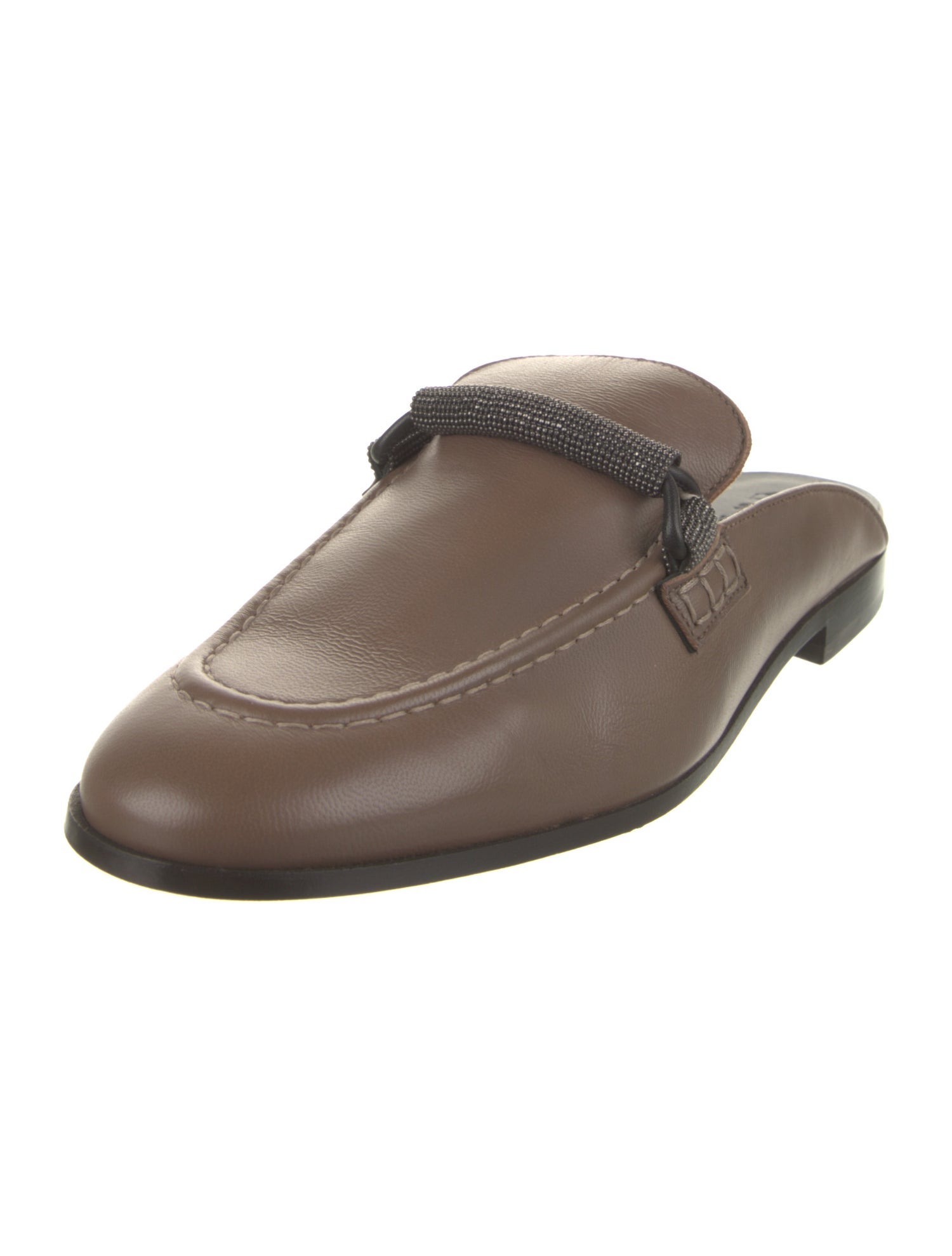 Brunello Cucinelli Leather Studded Accents Mules